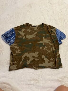 We The Free Cropped Oversized Camo Tee